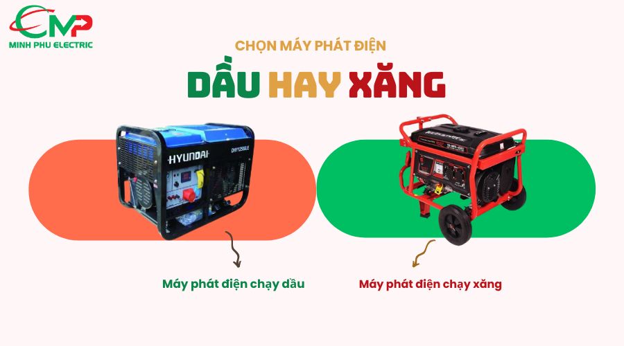 So sánh chi tiết máy phát điện chạy dầu và chạy xăng (1)