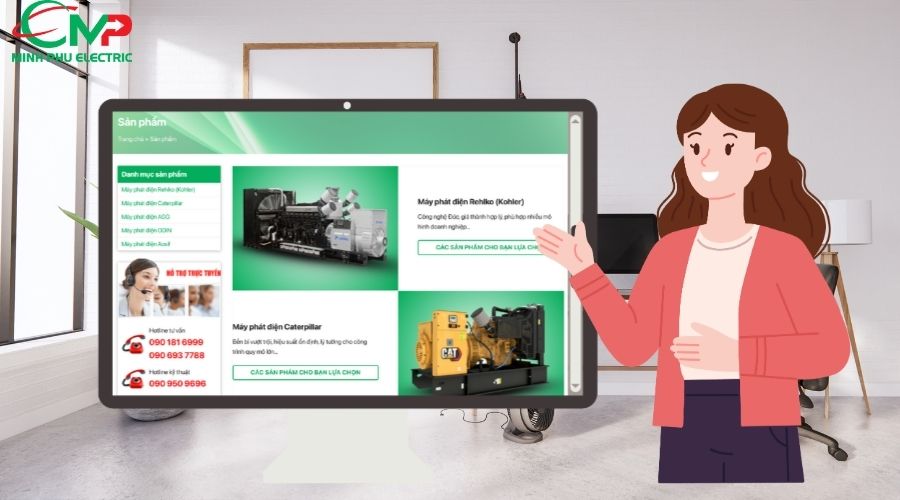 liên hệ để được tư vấn và đặt mua máy phát điện công suất lớn tại Minh Phú Electric