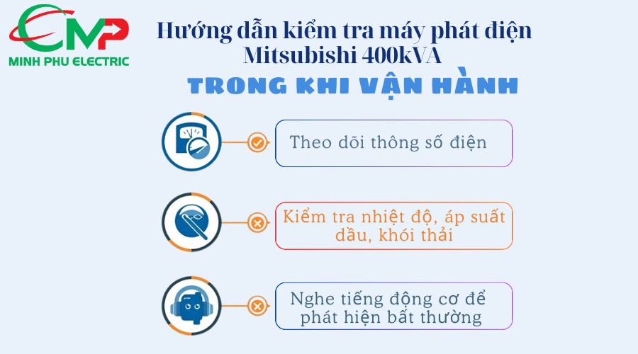 HƯỚNG DẪN KIỂM TRA MÁY PHÁT ĐIỆN MITSUBISHI 400KVA 2 Hướng dẫn kiểm tra máy phát điện Mitsubishi 400kVA trong khi vận hành