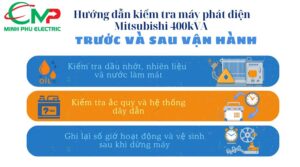HƯỚNG DẪN KIỂM TRA MÁY PHÁT ĐIỆN MITSUBISHI 400KVA 1 Hướng dẫn kiểm tra máy phát điện Mitsubishi 400kVA trước và sau vận hành (2)
