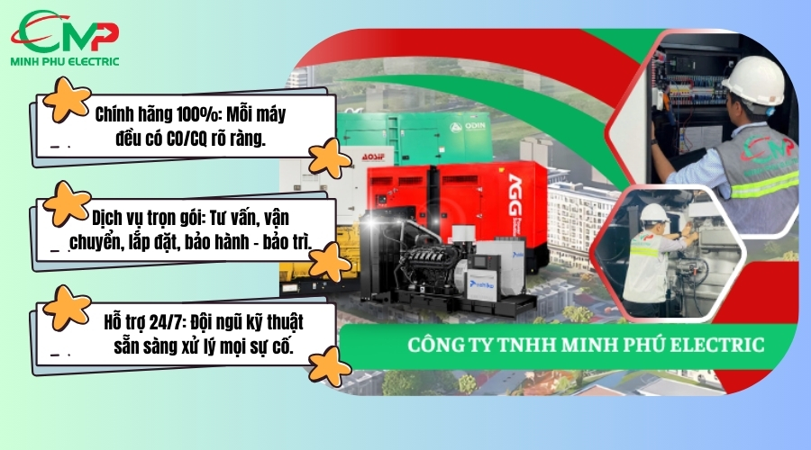Minh Phú Electric đơn vị cung cấp máy phát điện Mitsubishi 2500kVA uy tín
