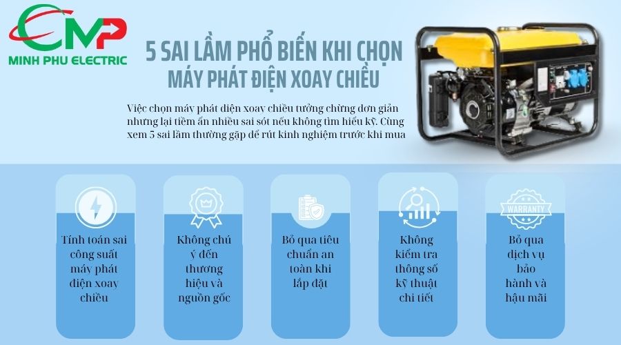 5 sai lầm phổ biến khi chọn máy phát điện xoay chiều