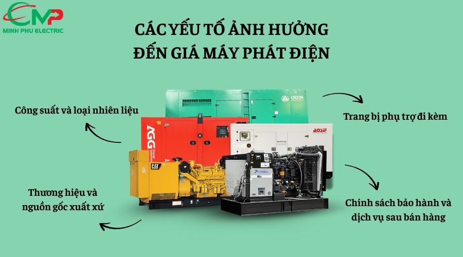 Các yếu tố ảnh hưởng đến giá máy phát điện