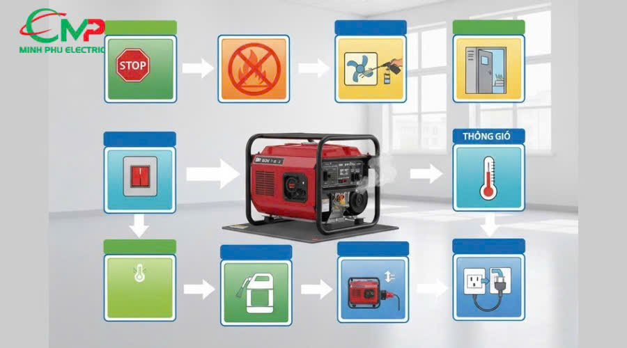 MÁY PHÁT ĐIỆN: 7 LƯU Ý “SỐNG CÒN” KHI VẬN HÀNH 3 Cách xử lí khi máy phát điện vận hành sai cách
