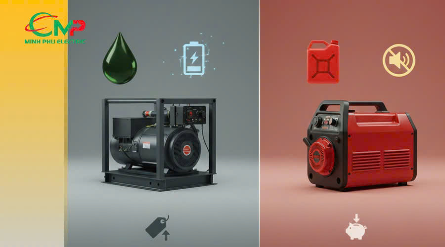 Giá máy phát điện chạy dầu và chạy xăng khác nhau do đâu_