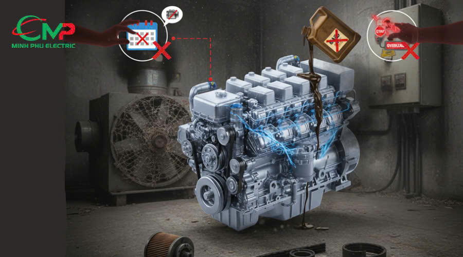 VÌ SAO MÁY PHÁT ĐIỆN XOAY CHIỀU HOẠT ĐỘNG KÉM? 2 Những thói quen phổ biến làm giảm hiệu suất máy phát điện xoay chiều