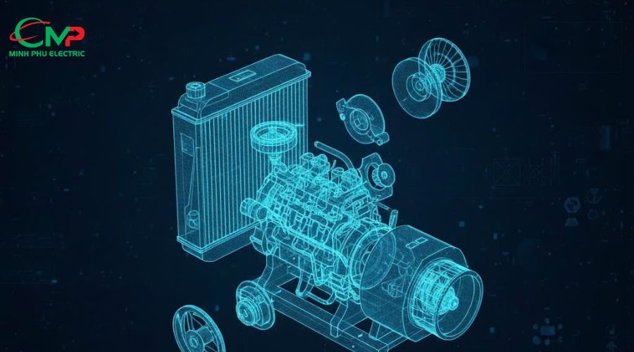 MÁY PHÁT ĐIỆN MITSUBISHI: KHÁM PHÁ HỆ THỐNG LÀM MÁT 3 Cấu tạo hệ thống làm mát của máy phát điện Mitsubishi