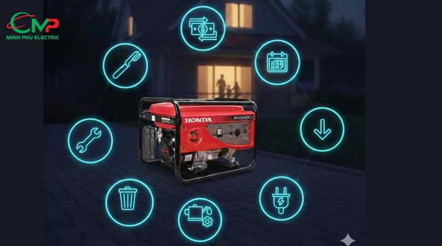 MÁY PHÁT ĐIỆN GIA ĐÌNH CHẠY DẦU CÓ THỰC SỰ TIẾT KIỆM? 2 Chi phí vận hành thực tế của máy phát điện gia đình chạy dầu