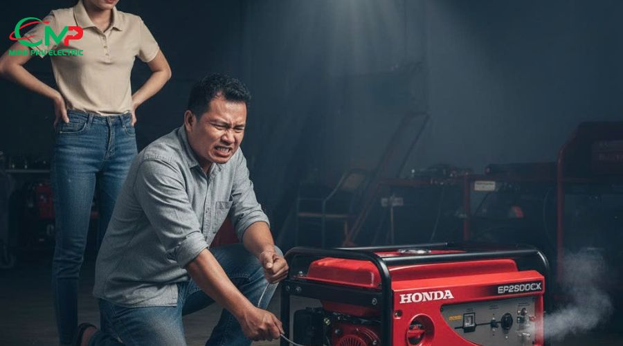 CÁCH XỬ LÝ MÁY PHÁT ĐIỆN HONDA 5KW CHẠY XĂNG KHÓ NỔ 1 Vì sao máy phát điện Honda 5kW chạy xăng khó nổ
