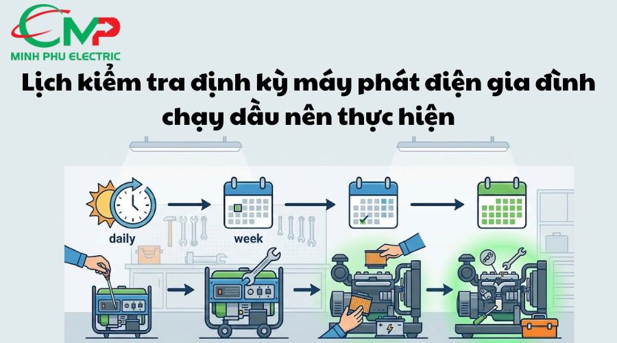 Lịch kiểm tra định kỳ máy phát điện gia đình chạy dầu nên thực hiện