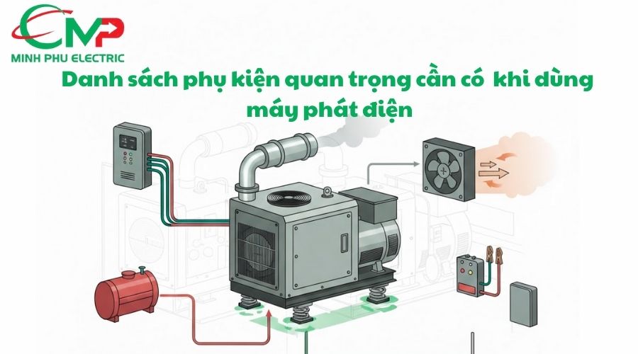 MÁY PHÁT ĐIỆN CẦN NHỮNG PHỤ TRỢ ĐI KÈM NÀO? 2 Danh sách phụ kiện quan trọng cần có khi dùng máy phát điện
