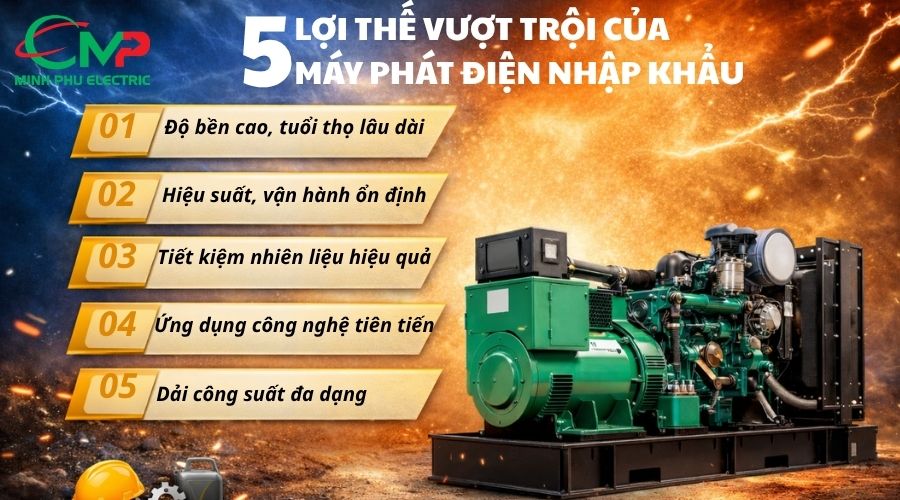 5 lợi thế vượt trội của máy phát điện nhập khẩu
