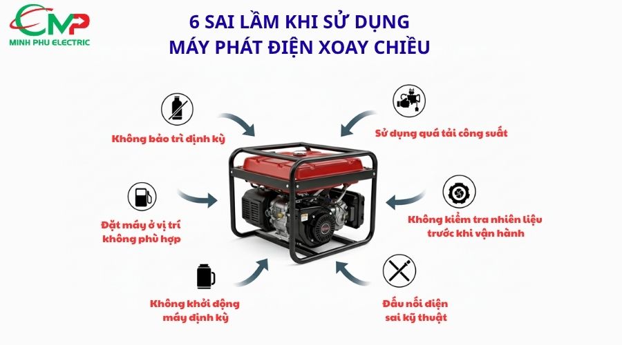 6 sai lầm khi sử dụng máy phát điện xoay chiều
