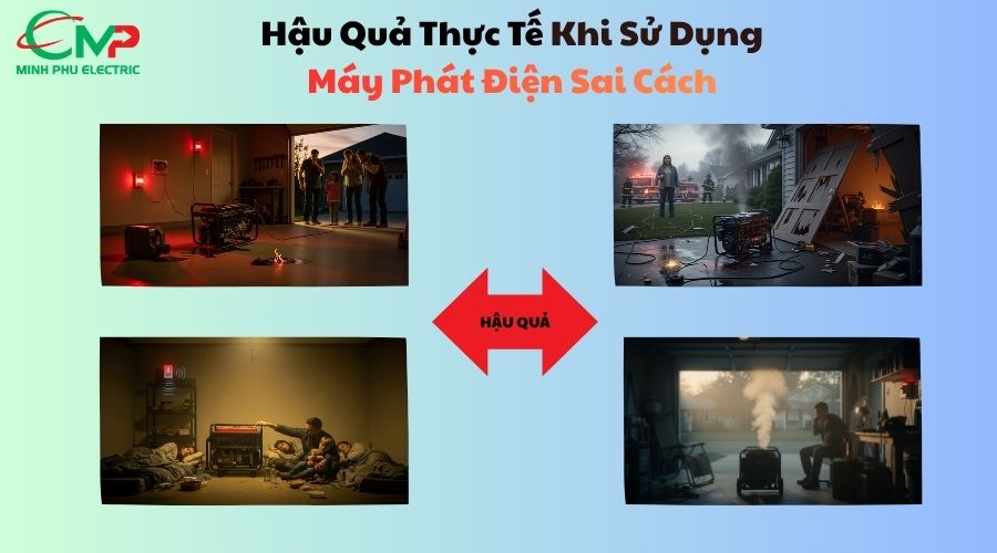 Hậu quả thực tế khi sử dụng máy phát điện sai cách