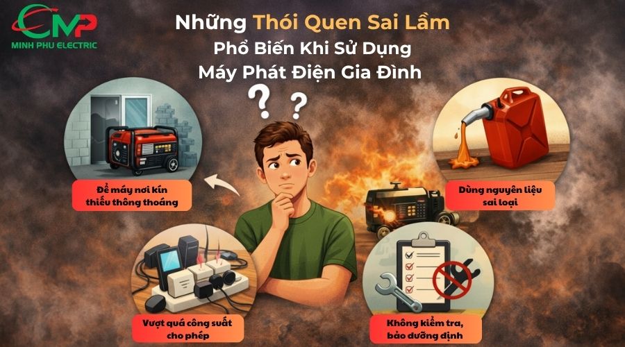 Những thói quen sai lầm phổ biến khi sử dụng máy phát điện gia đình