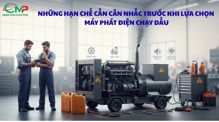 MÁY PHÁT ĐIỆN CHẠY DẦU: LỰA CHỌN THÔNG MINH? 2 Những hạn chế cần cân nhắc trước khi chọn máy phát điện chạy dầu