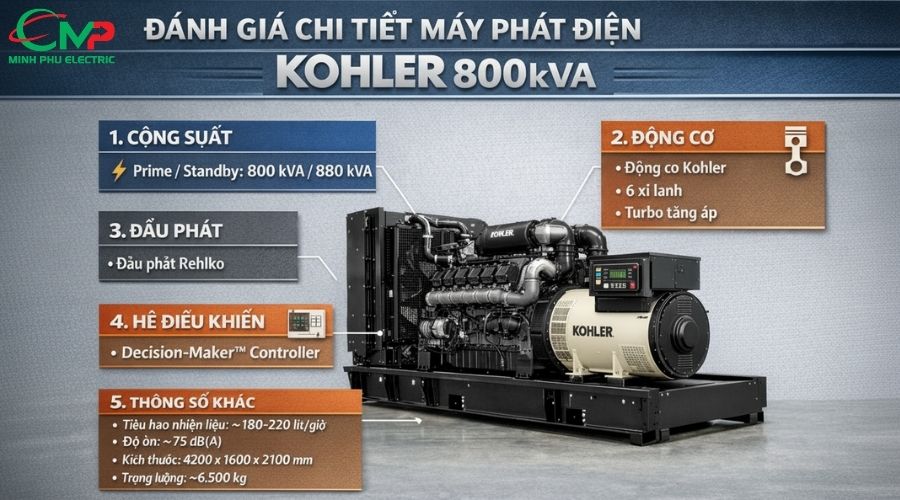 Đánh giá chi tiết máy phát điện Kohler 800kVA