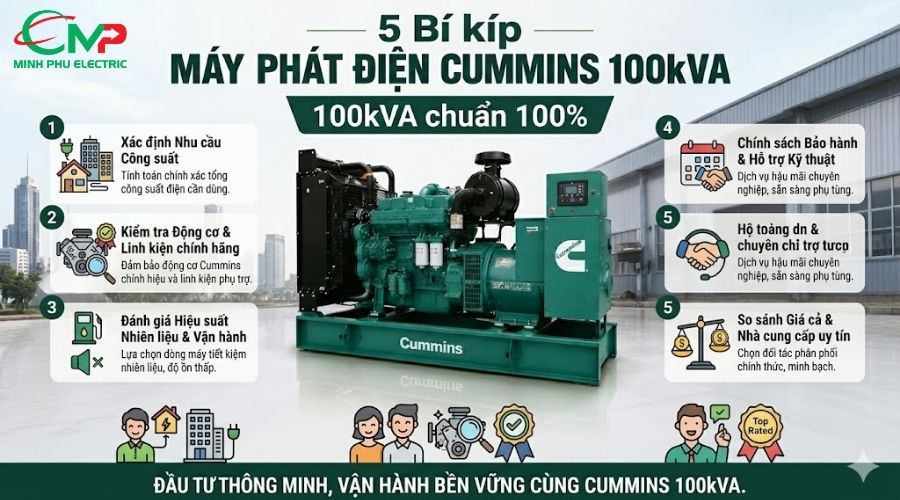5 Bí kíp chọn máy phát điện Cummins 100kVA chuẩn 100% 