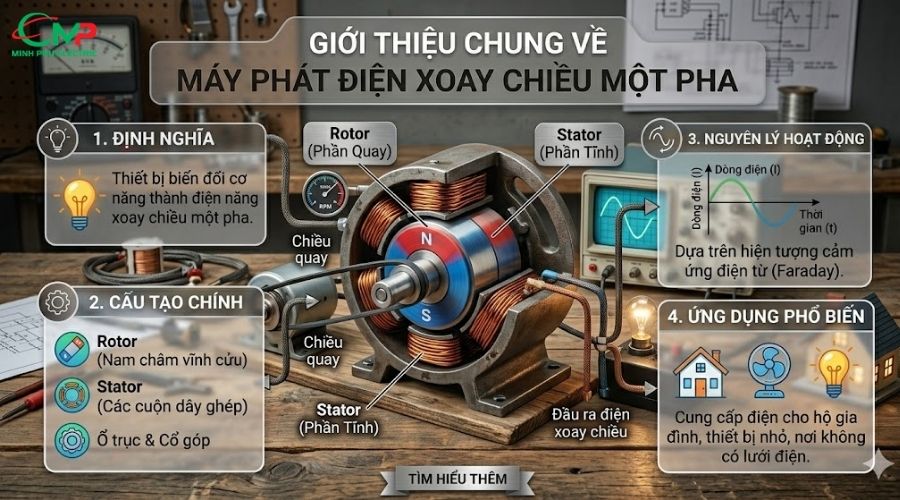 KHÁM PHÁ MÁY PHÁT ĐIỆN XOAY CHIỀU MỘT PHA 1 Giới thiệu chung về máy phát điện xoay chiều một pha
