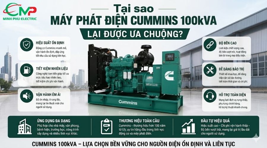 Tại sao máy phát điện Cummins 100kVA lại được ưa chuộng?