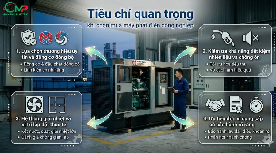 Tiêu chí quan trọng khi chọn mua máy phát điện công nghiệp