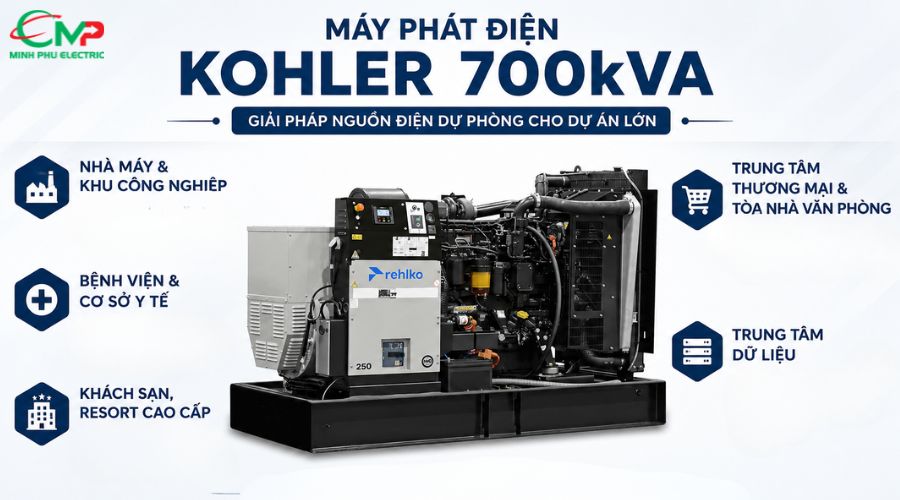 Máy phát điện Kohler 700kVA phù hợp với dự án nào?