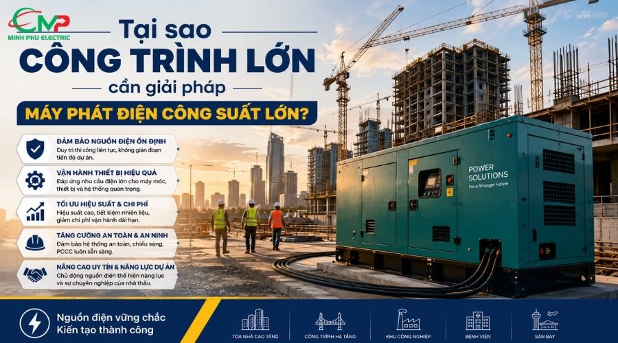 Tại sao công trình lớn cần giải pháp máy phát điện công suất lớn?