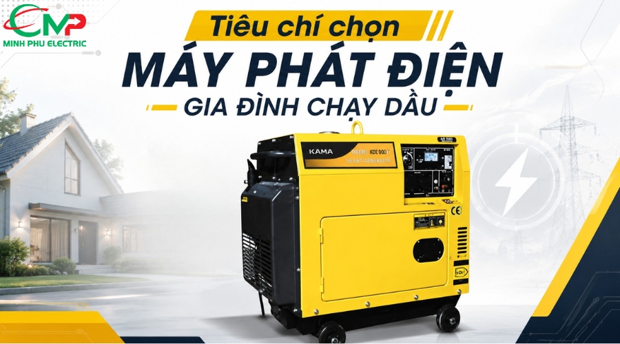 Tiêu chí chọn máy phát điện gia đình chạy dầu 