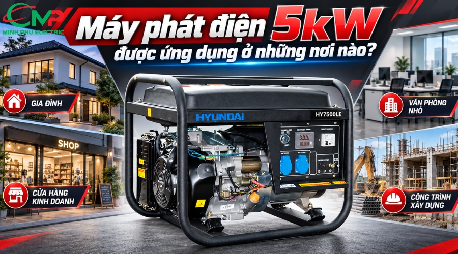 Máy phát điện 5kW được ứng dụng ở những nơi nào? 