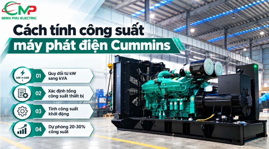 Cách tính công suất máy phát điện Cummins phù hợp