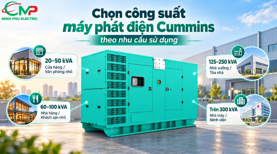 Chọn công suất máy phát điện Cummins theo nhu cầu sử dụng