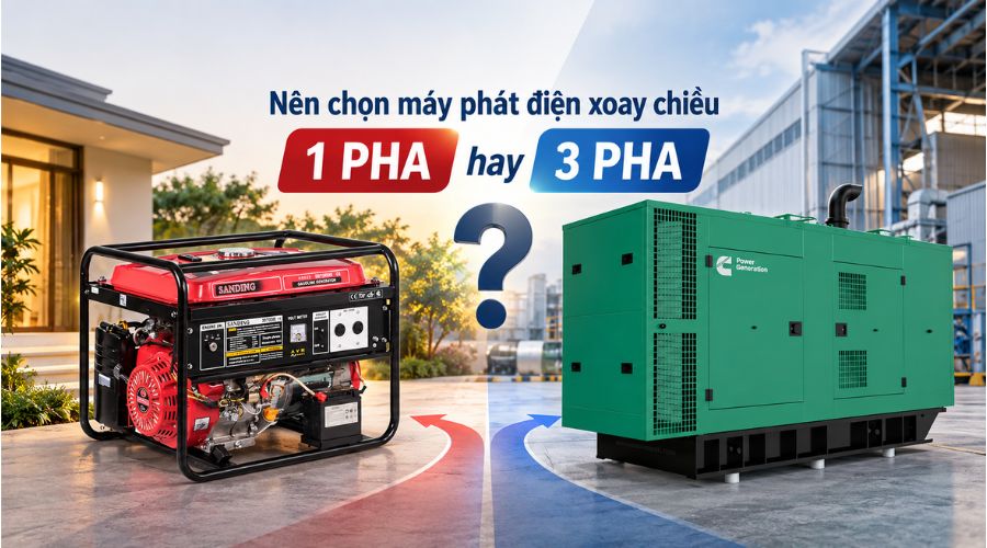 SO SÁNH MÁY PHÁT ĐIỆN XOAY CHIỀU 1 PHA VÀ 3 PHA 2 Nên chọn máy phát điện xoay chiều 1 pha hay 3 pha